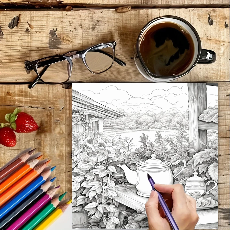 Tea In The Gardens Coloring Bo - Garden Tools review and price