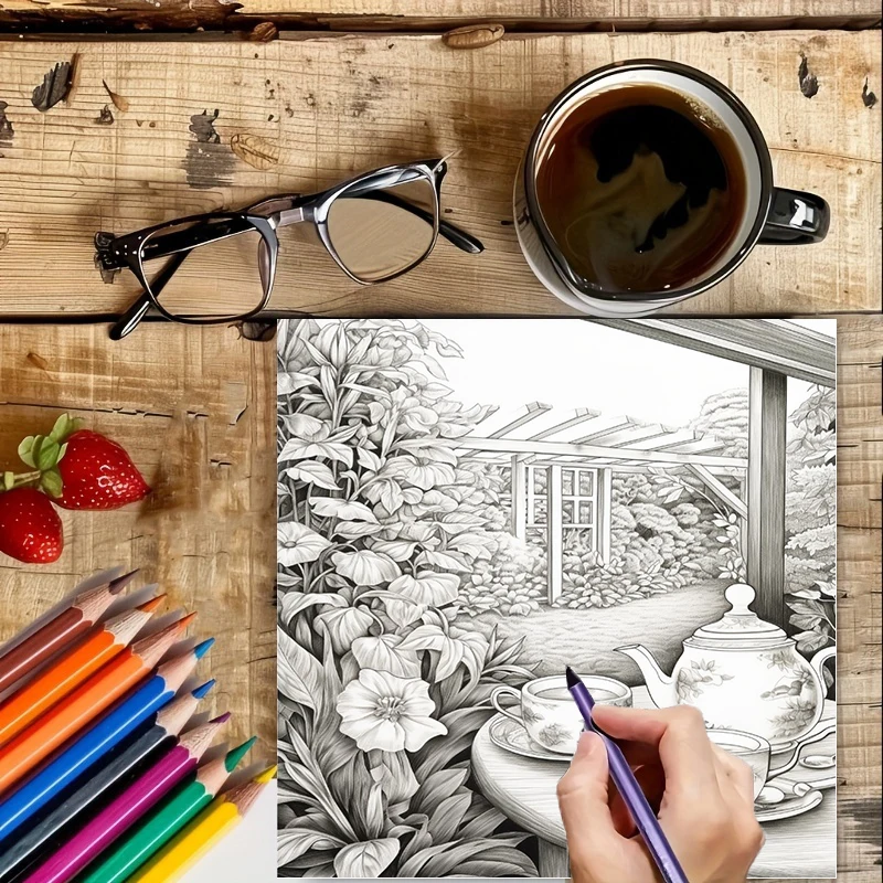 Tea In The Gardens Coloring Bo - Garden Tools review and price