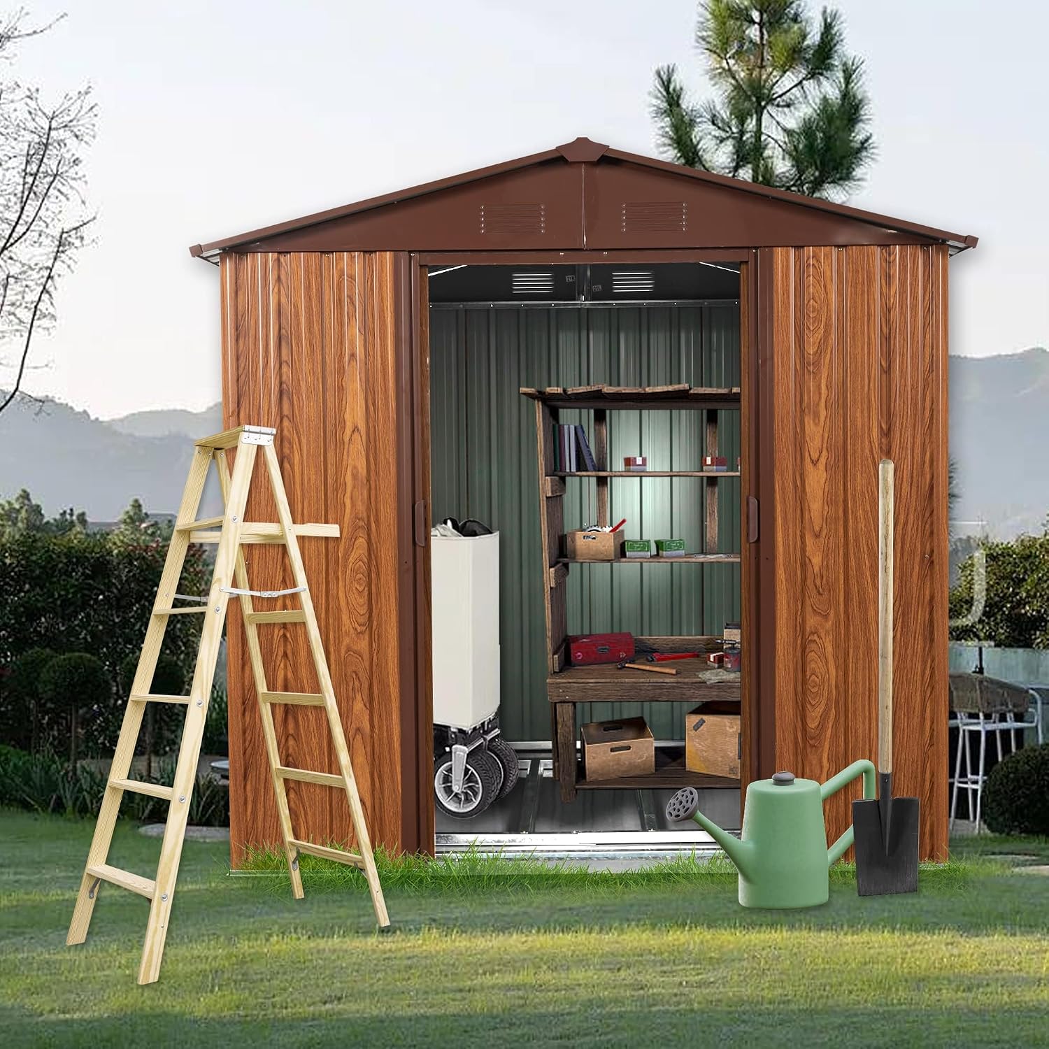 6x6FT Metal Outdoor Storage Sh - Garden Tools review and price